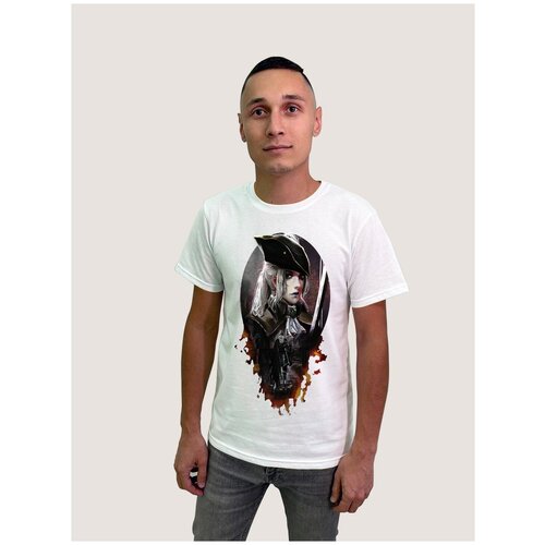 фото Футболка мужская белая из хлопка с dtf принтом игра bloodborne - 156 будь на стиле