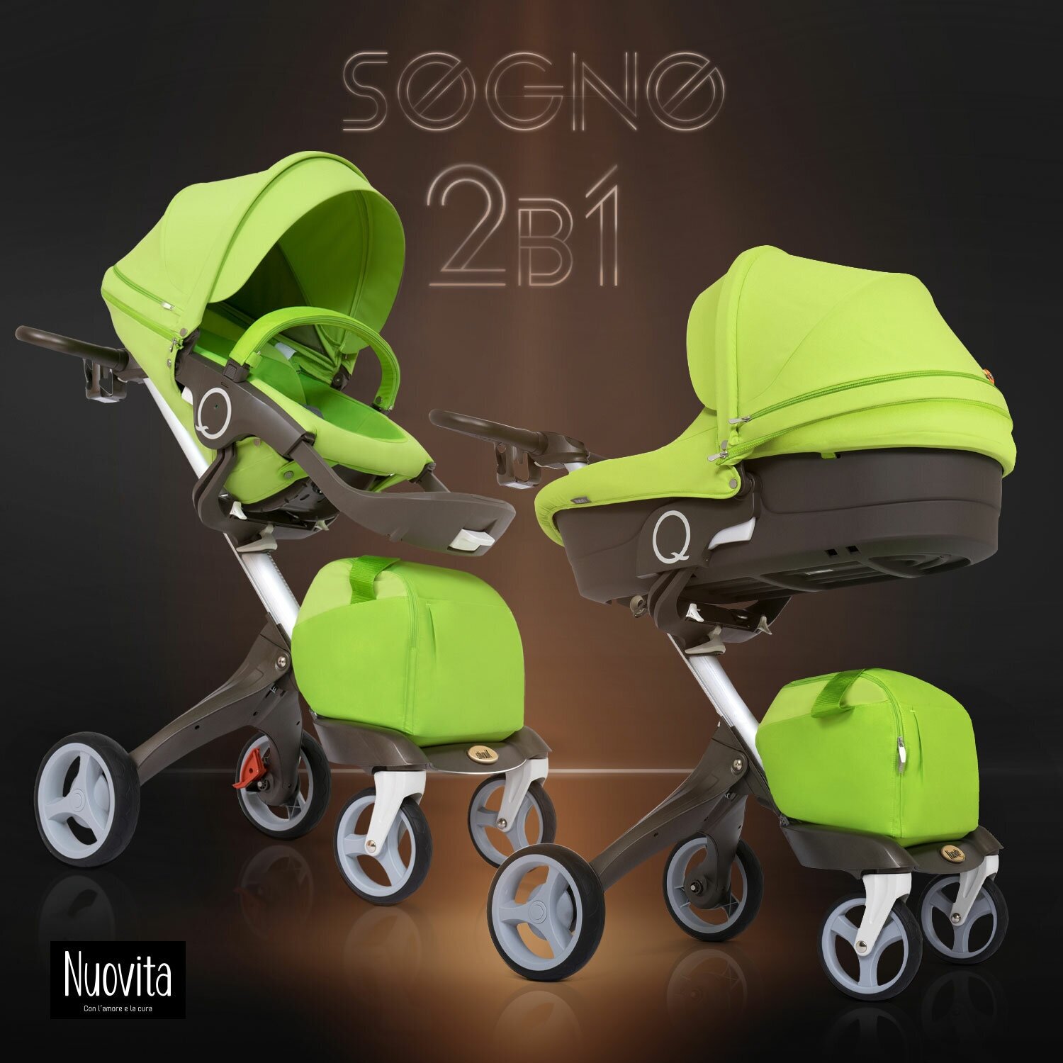 Детская коляска Nuovita Sogno 2 в 1 (Verde/Зеленая)