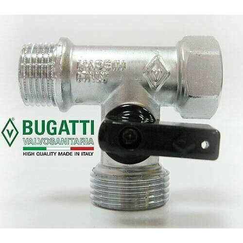 Кран угловой Bugatti 1/2-1/2-3/4 черный переход 1вн 1 2нар ee