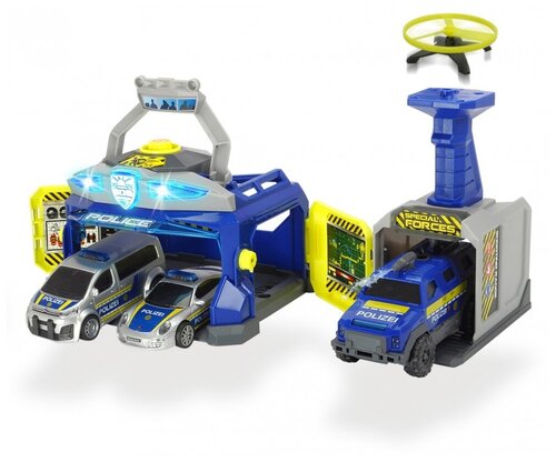 Dickie Toys Полицейская станция 3717004 со светом и звуком, синий/желтый/серый