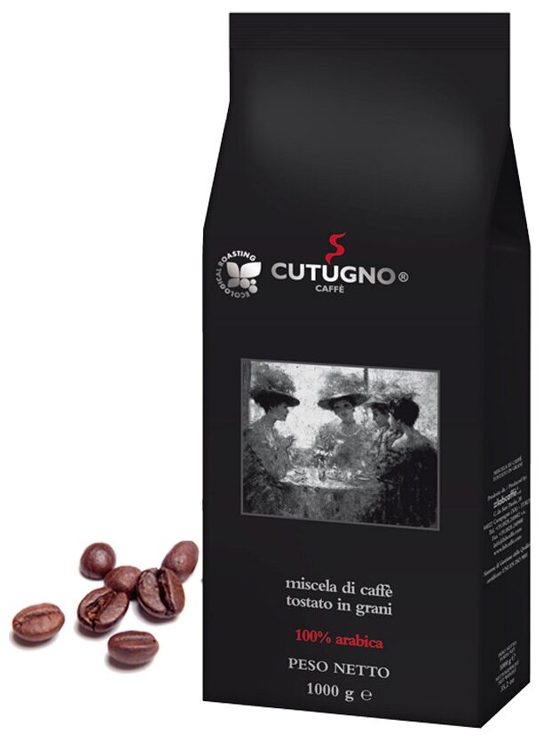 Кофе в зернах арабика 100 %, Cutugno Nero, 1000 гр. 100% Arabica - фотография № 1