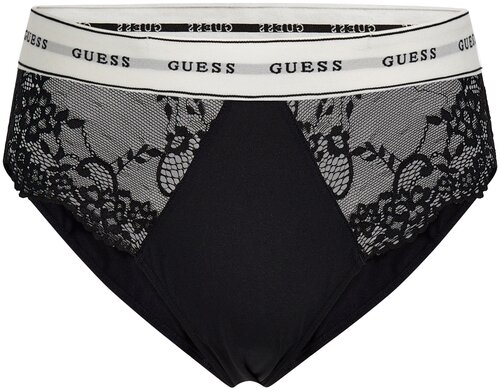 Трусы  слипы GUESS, средняя посадка, кружевные, размер XS, черный