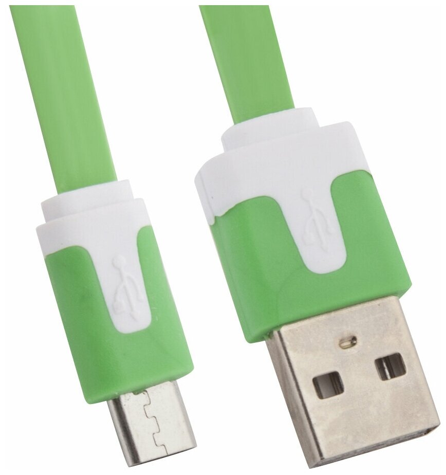 USB кабель LP Micro USB плоский узкий зеленый, европакет