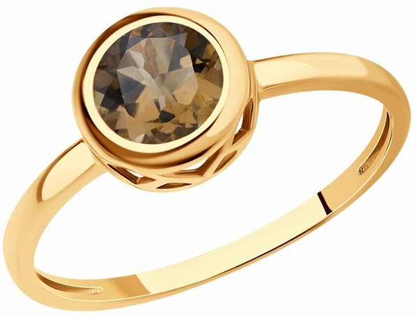 Кольцо Diamant online, золото, 585 проба, раухтопаз