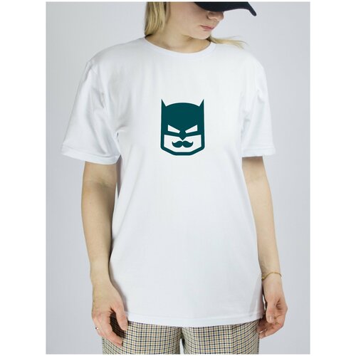 фото "усатый бетмен" - футболка женская с рисунком (черный / 54 / 74) metaformatt