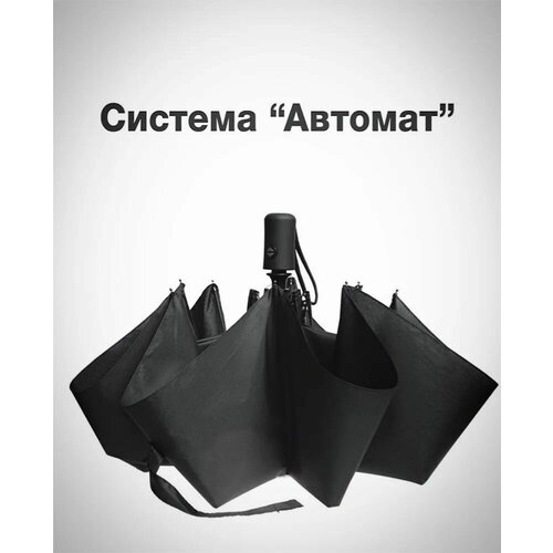 Смарт-зонт Style, автомат, 3 сложения, купол 98 см., 9 спиц, обратное сложение, система «антиветер», чехол в комплекте, черный