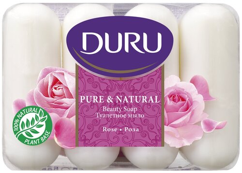 DURU Мыло кусковое Pure & natural Роза роза, 4 шт., 85 г