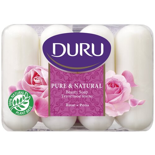 DURU Мыло кусковое Pure & natural Роза роза, 4 шт., 85 г косметика для мамы duru natural treas мыло медовый миндаль 90 г