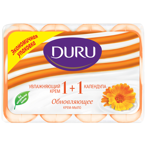DURU Крем-мыло кусковое Soft sensations 1+1 Календула, 4 шт., 80 г
