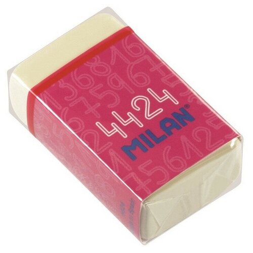фото Ластик каучуковый milan 4424, белый, карт.держатель в асс-те 4 штук