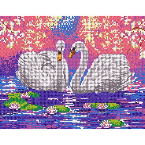 Алмазная мозаика картина Пара лебедей 43,5*55см