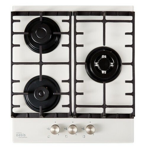 Варочная панель газовая making Oasis everywhereP-3GWT B белая стекло решетка чугун 3 комфорки 1535000₽