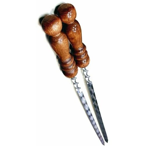Набор шампуров с деревянной ручкой, 10 шт. (Нержавеющая сталь 2 мм, 500 мм, деревянная ручка)