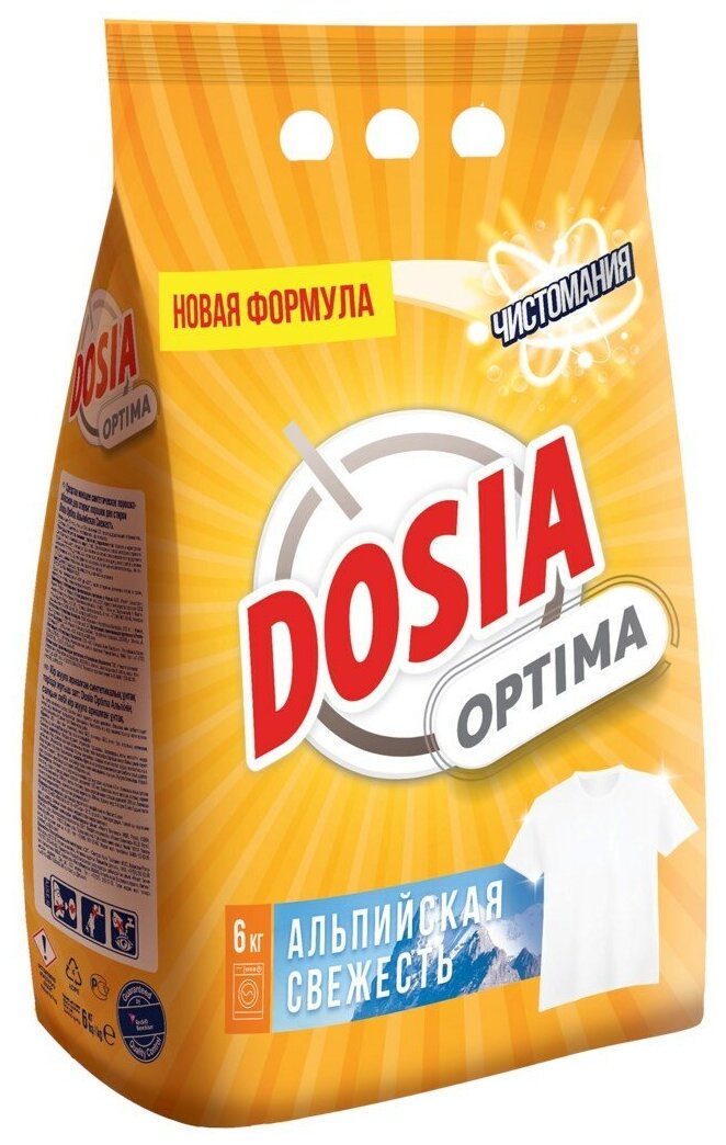 Средство моющее синтетическое порошкообразное для стирки Dosia Optima Альпийская Свежесть, 6кг