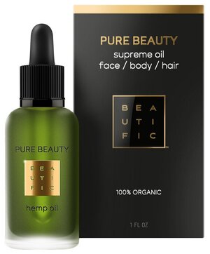 BEAUTIFIC Масло для лица и тела , для волос конопляное Pure Beauty Hemp Oil органическое нерафинированное