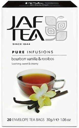 Напиток JAF TEA Bourbon vanilla & Rooibos ройбуш с ароматом ванили 20 пак. в конв.