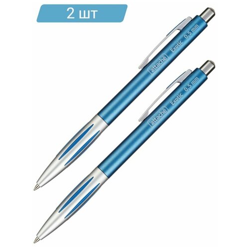 Ручка шариковая автоматическая Attache Exotic, синий корпус, цв чернил-синий-2шт