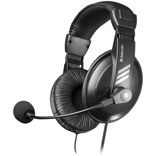 Наушники с микрофоном Defender Gryphon 750 с регулятором громкости 2м черный 1187₽