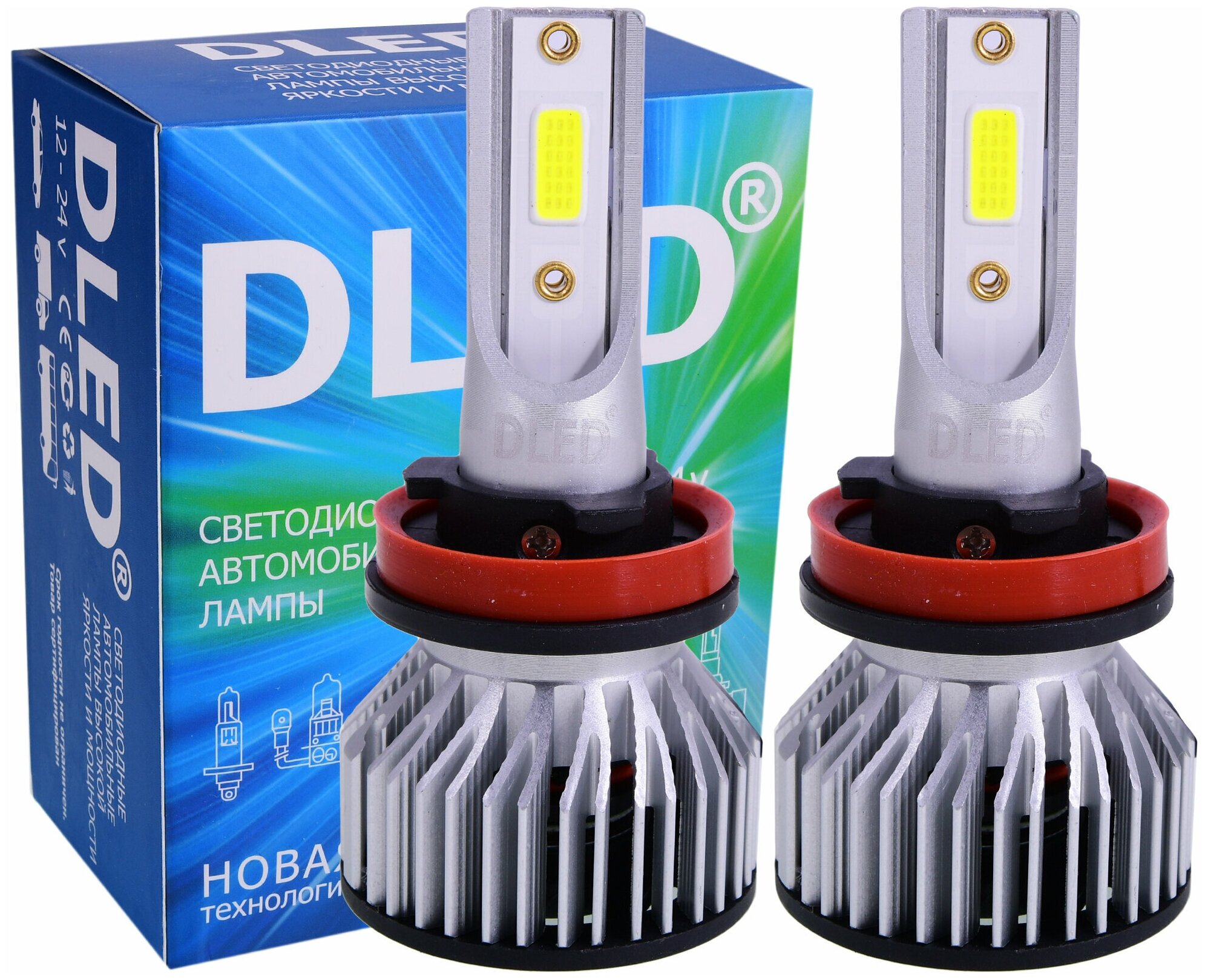 Автомобильные светодиодные лампы H11 Для ближнего / дальнего света и противотуманных фар Серия BEAM Бренд DLED (2 лампы)