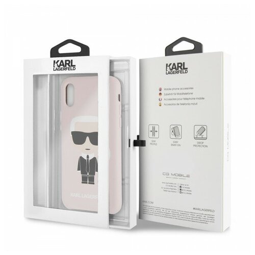 фото Силиконовый чехол-накладка для iphone xr lagerfeld liquid silicone iconic karl hard, светло-розовый karl lagerfeld