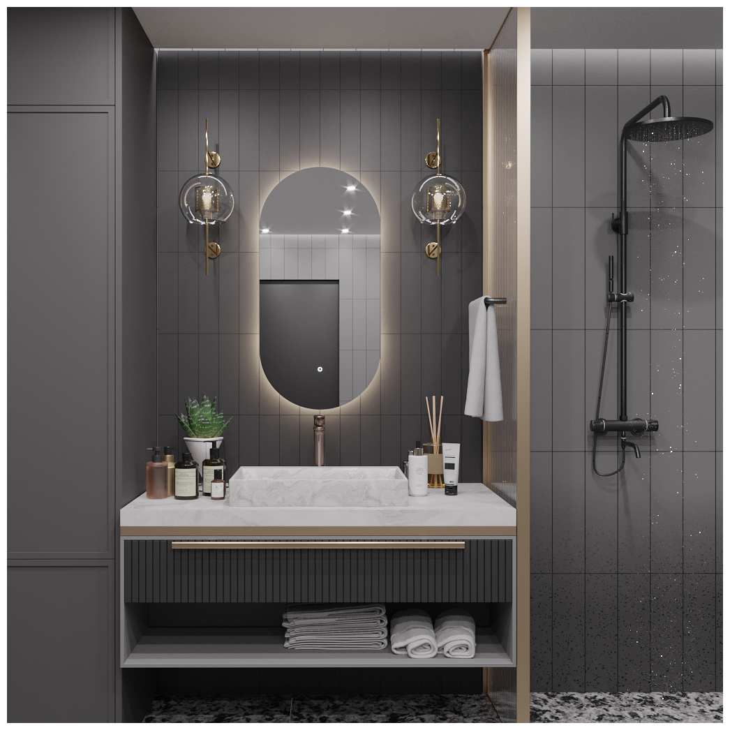 Зеркало Олимпия 80*40 "парящее" для ванной с нейтральной LED-подсветкой - фотография № 4