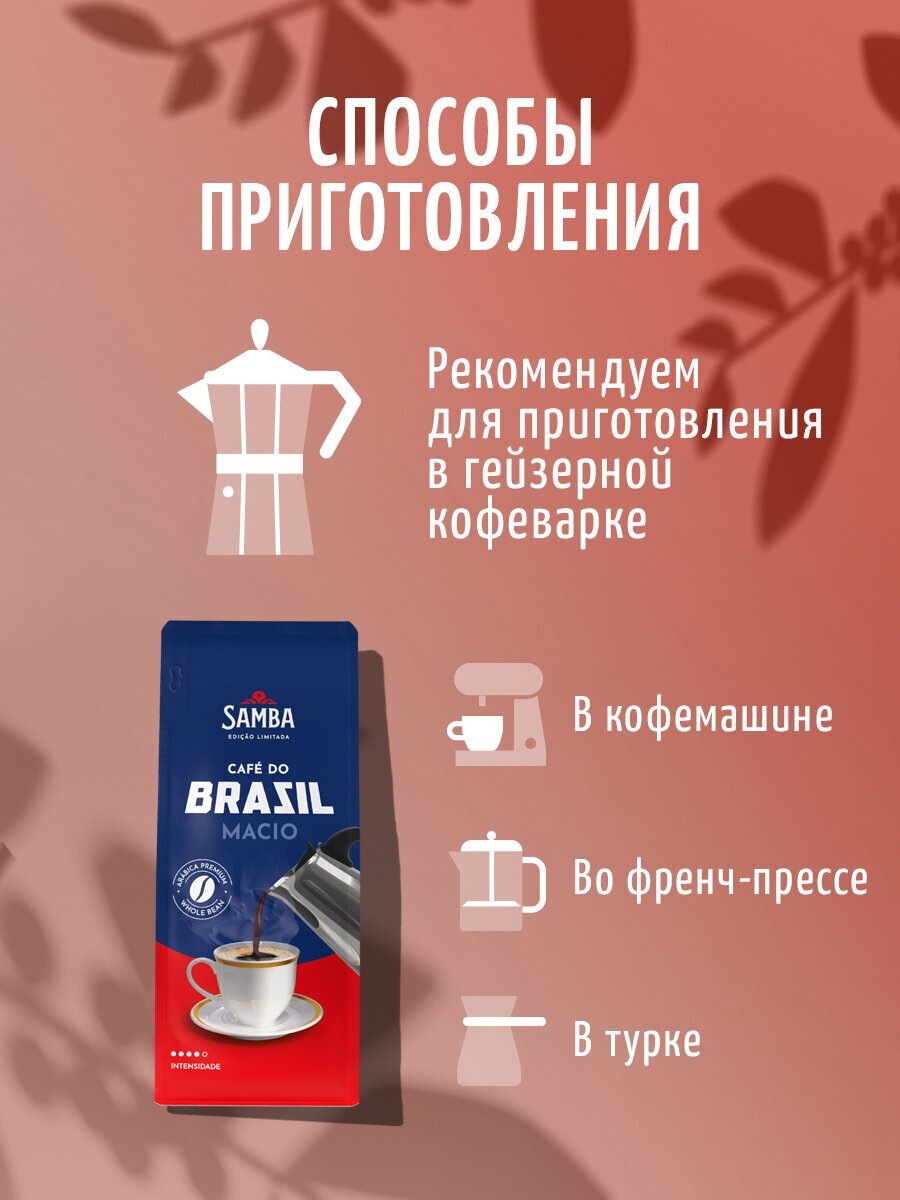 Samba Cafe Brasil MACIO / Кофе в зернах / свежеобжаренный / арабика / 200 г - фотография № 4