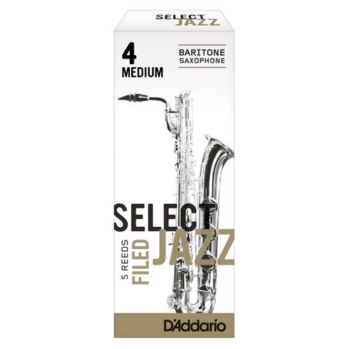 RSF05BSX4M Select Jazz Filed Трости для саксофона баритон, размер 4, средние (Medium), 5шт, Rico select jazz unfiled трости для саксофона альт размер 4 средние medium 10шт rico rrs10asx4m