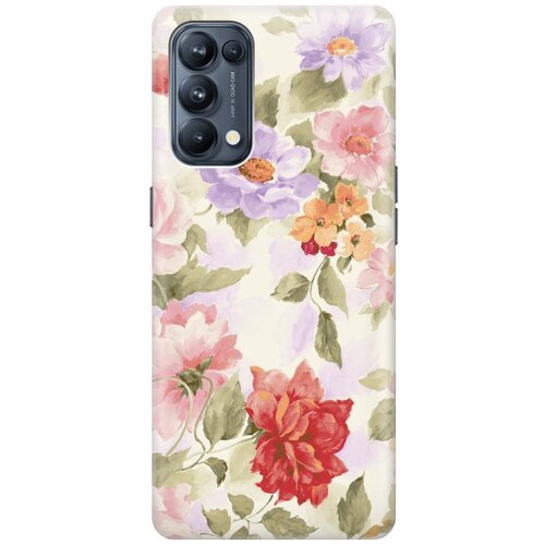 фото Cиликоновый чехол на oppo reno5 / оппо рено5 с принтом "нежные цветы" gosso