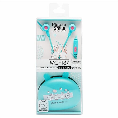 Проводные наушники внутриканальные MC-137 Jack 35 цвет голубой 1 шт 39900₽