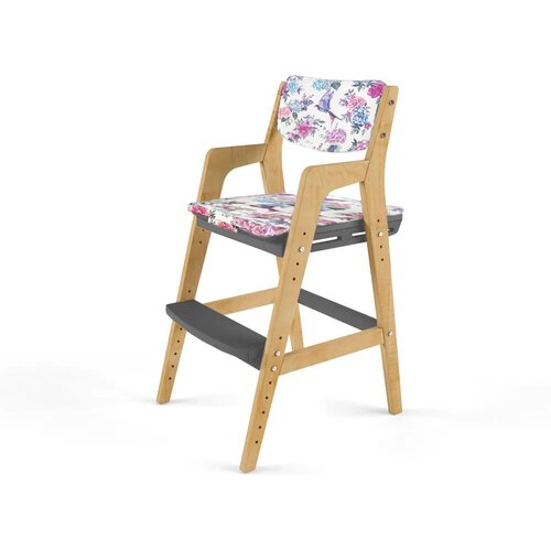 Детский растущий стул "Вуди" с подушками, цвет: Комбо-Серый/Колибри