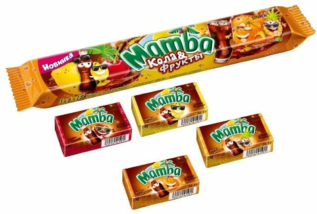 Жевательные конфеты Mamba, Кола и Фрукты, 3 шт х 79,5 г - фотография № 2