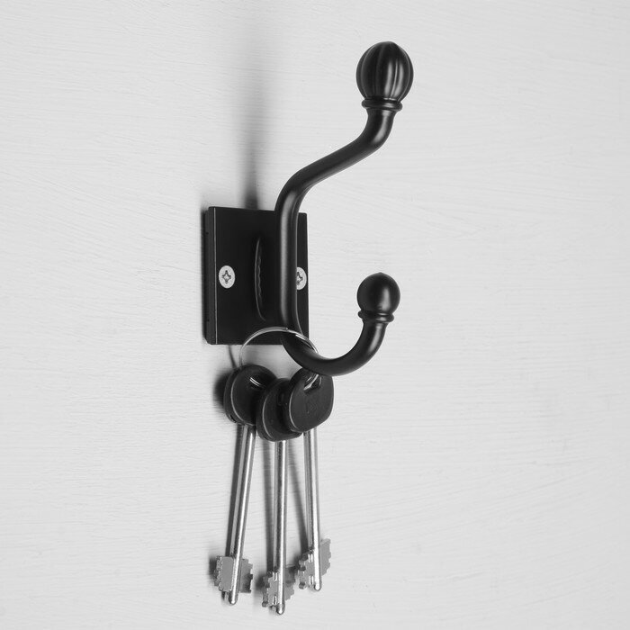 Крючок мебельный KMC007BL CAPPIO, двухрожковый, цвет черный - фотография № 2