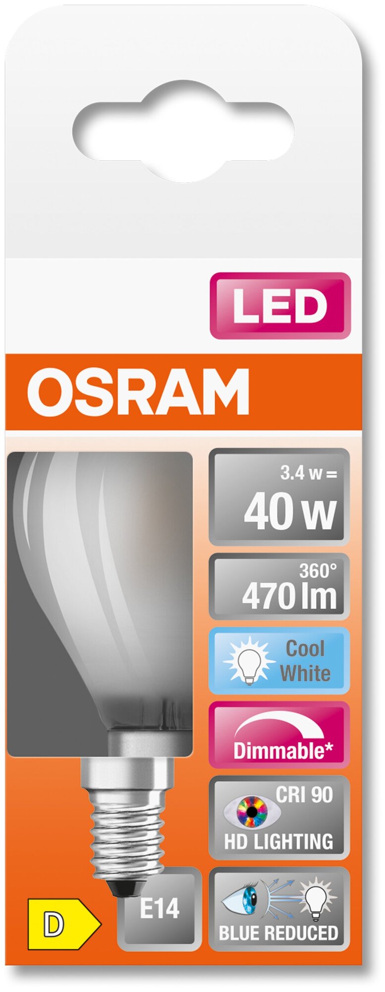 LED SUPERSTAR+ CL P GL FR 40 dim 3,4W/940 E14 Ra90 - LED лампа OSRAM