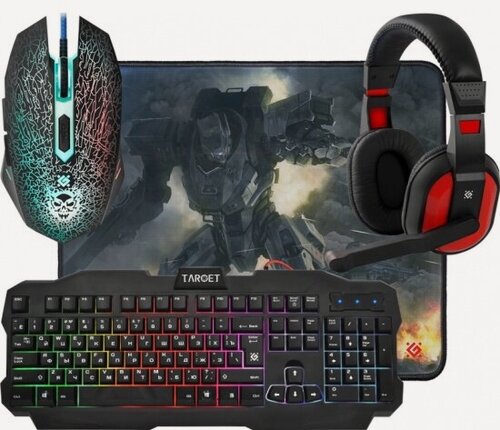 Изображение товара Игровой набор Defender Target MKP-350 мышь+клавиатура+гарнитура+коврик (52350)