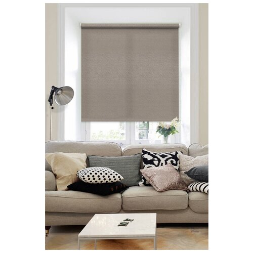 фото Рулонная штора эскар миниролло морзе (коричневый), 83х160 см