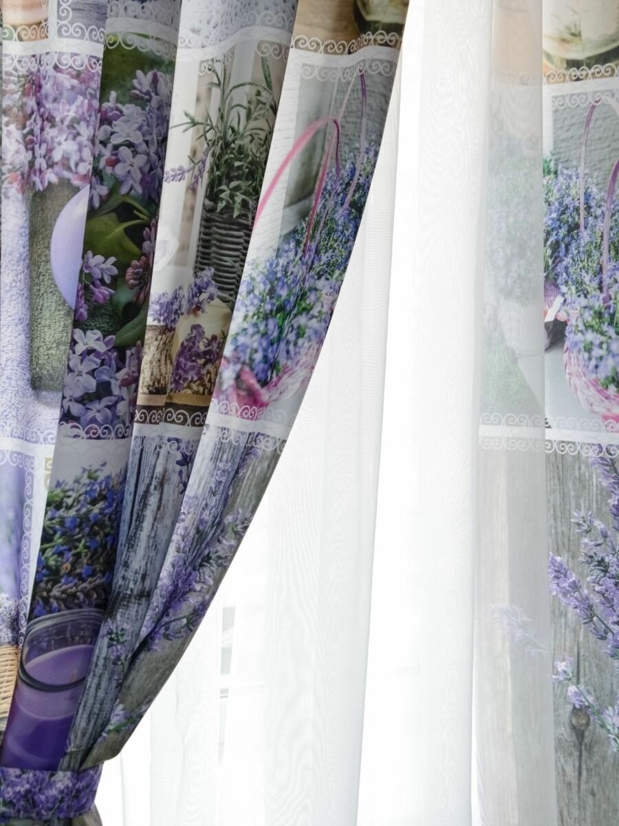 Комплект штор "IRIS", габардин, непрозрачные, с подхватами, 180x143 см — фото 1