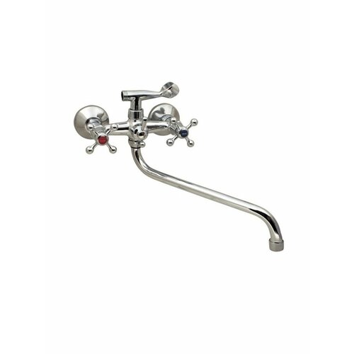 Смеситель эконом двухвент для ванны шаровый лейка шланг настен керам кран-букса 12 шт 2850₽