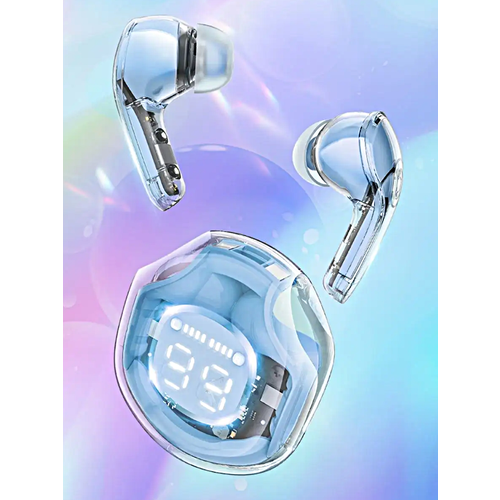 Беспроводные наушники TWS T8 ACEFAST CRYSTAL Cенсорные Bluetooth наушники для смартфона Подсветка Зарядный кейс Голубой 7810₽