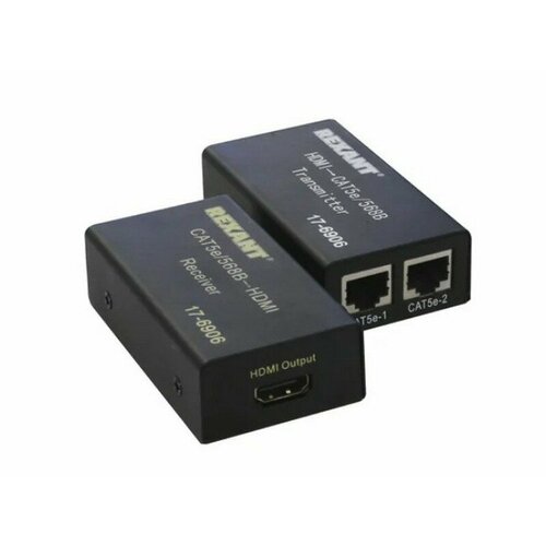HDMI удлинитель по витой паре RJ-45(8P-8C) кат. 5е/6, передатчик+приемник Rexant (17-6906)