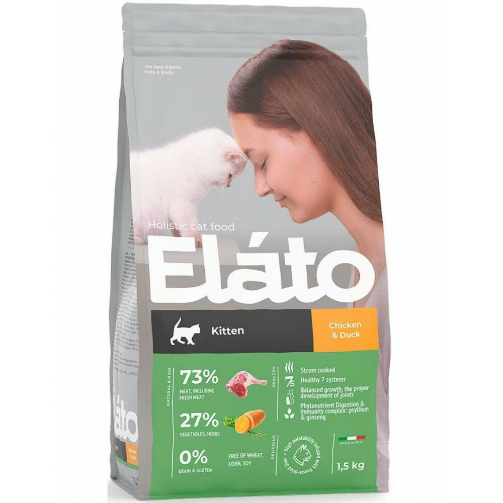 Корм Elato Holistic для котят с курицей и уткой, 300 г - фотография № 13