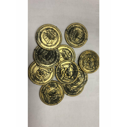 Монеты золотые пиратские Сокровища пиратапод старину, 12 шт.
