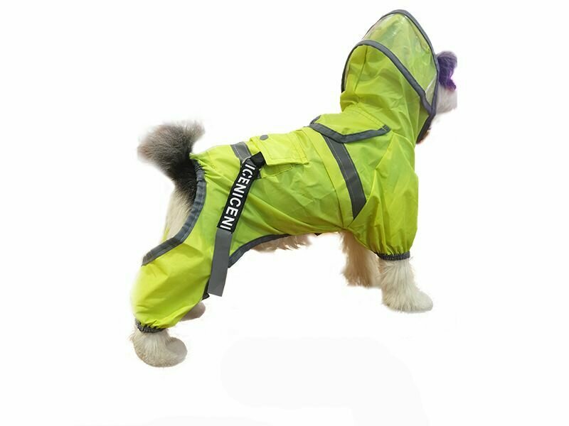Одежда для собак, дождевик-комбинезон для мелких средних и крупных пород, плащ непромокаемый с капюшоном прочный тканевый - фотография № 1