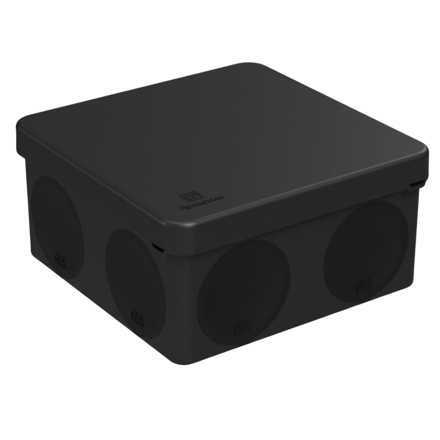 Коробка распределительная 60-0300-9005 100х100х50 двухкомпонентная безгалогенная (HF) 1 шт/уп черная Промрукав для прямого монтажа