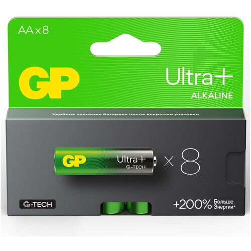 Батарейки GP 15AUPA21-2CRB8 Ultra+ AA 8шт батарейки gp ultra aa 4 шт 15auglnew