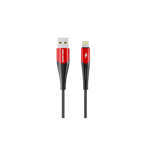 Дата-кабель Smart USB 2.4A для Lightning 8-pin More choice K41Si New нейлон 1м Red Black кабель more choice k71si smart usb 2 4a pd быстрая зарядка для apple 8 pin type c 1м белый