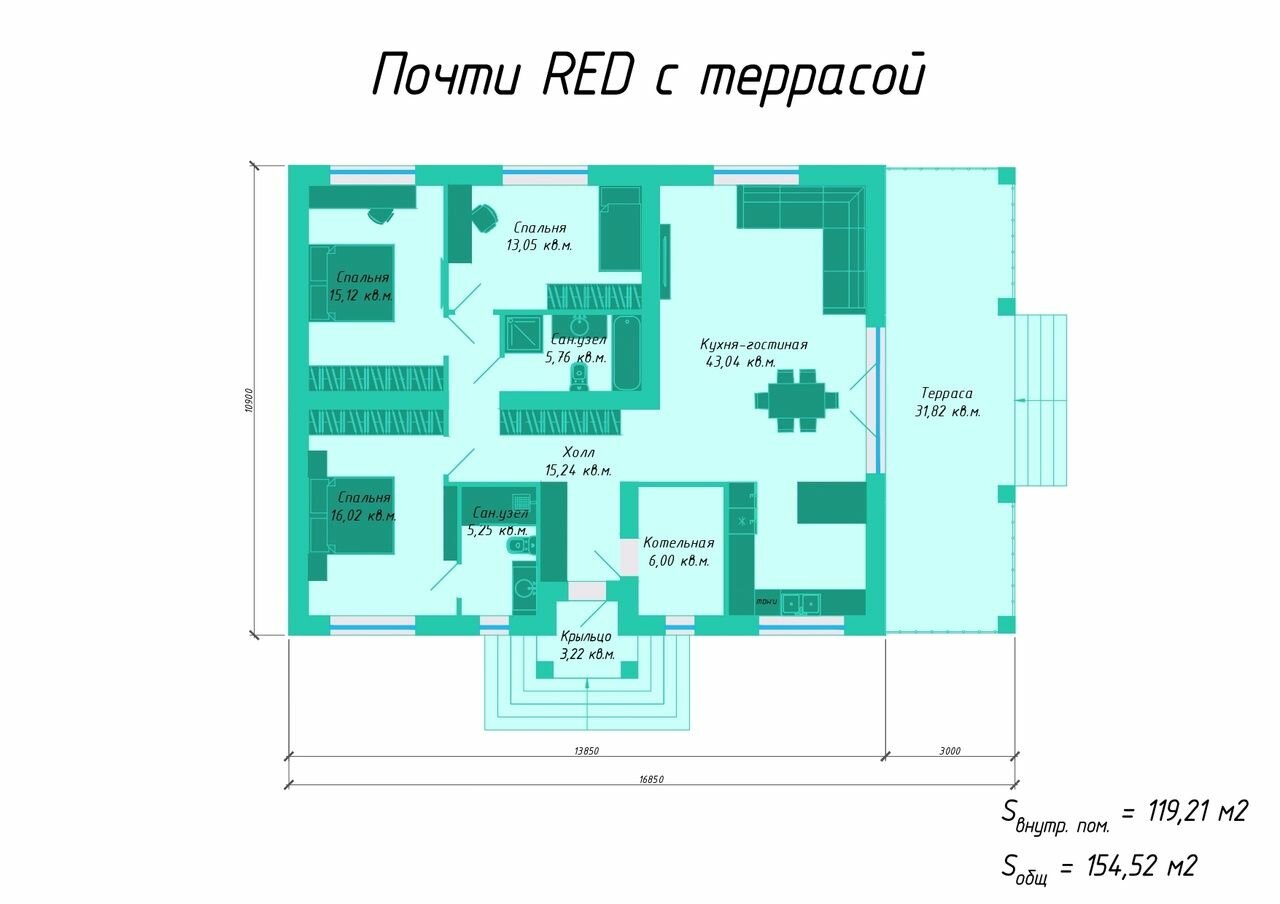 Готовый проект одноэтажного дома "Почти РЕД" - фотография № 8