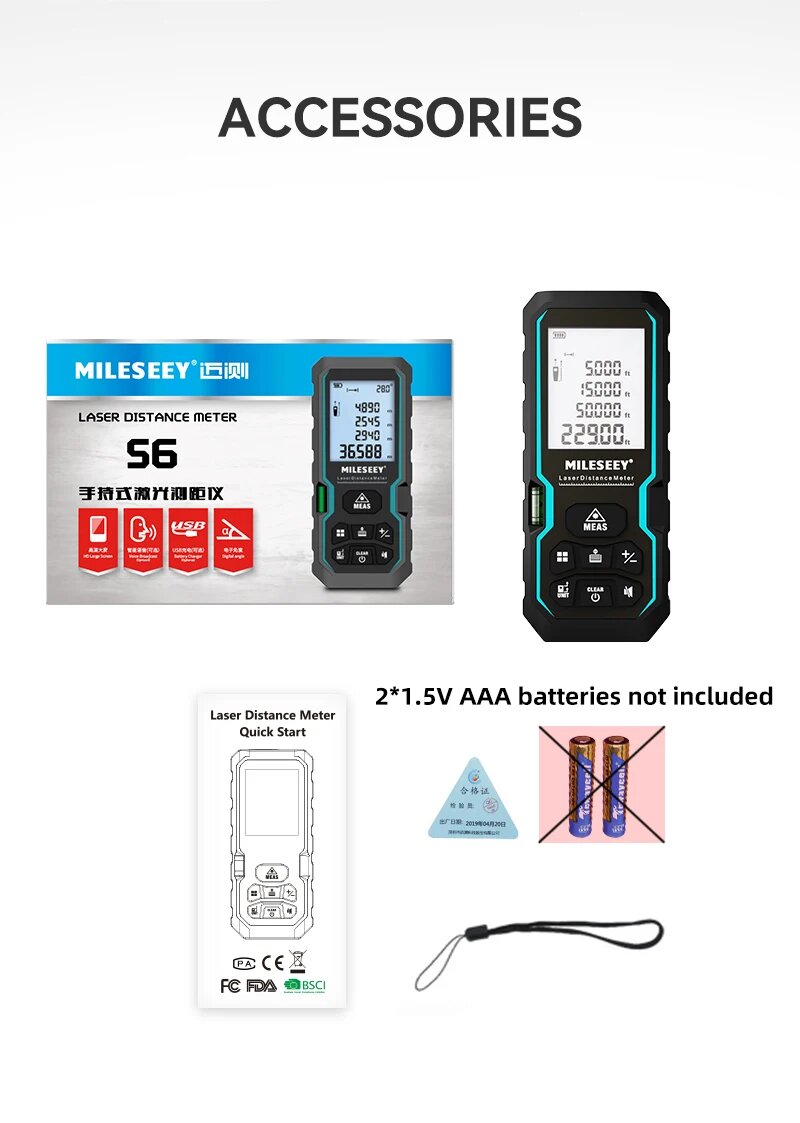 Лазерный дальномер Mileseey X5/X6, 40/100 м, S6, 40 м