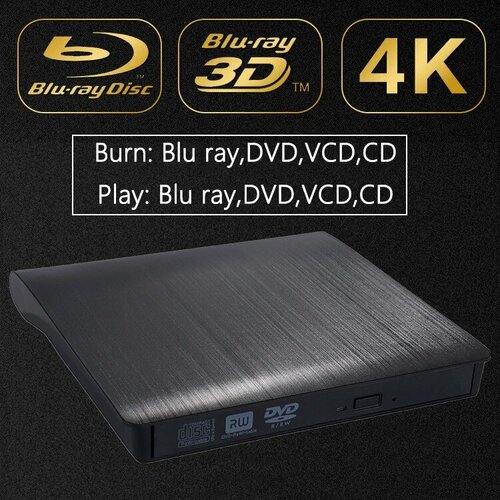 Внешний оптический привод CENULIN USB 3.0, Blu-ray 4K — купить в ...
