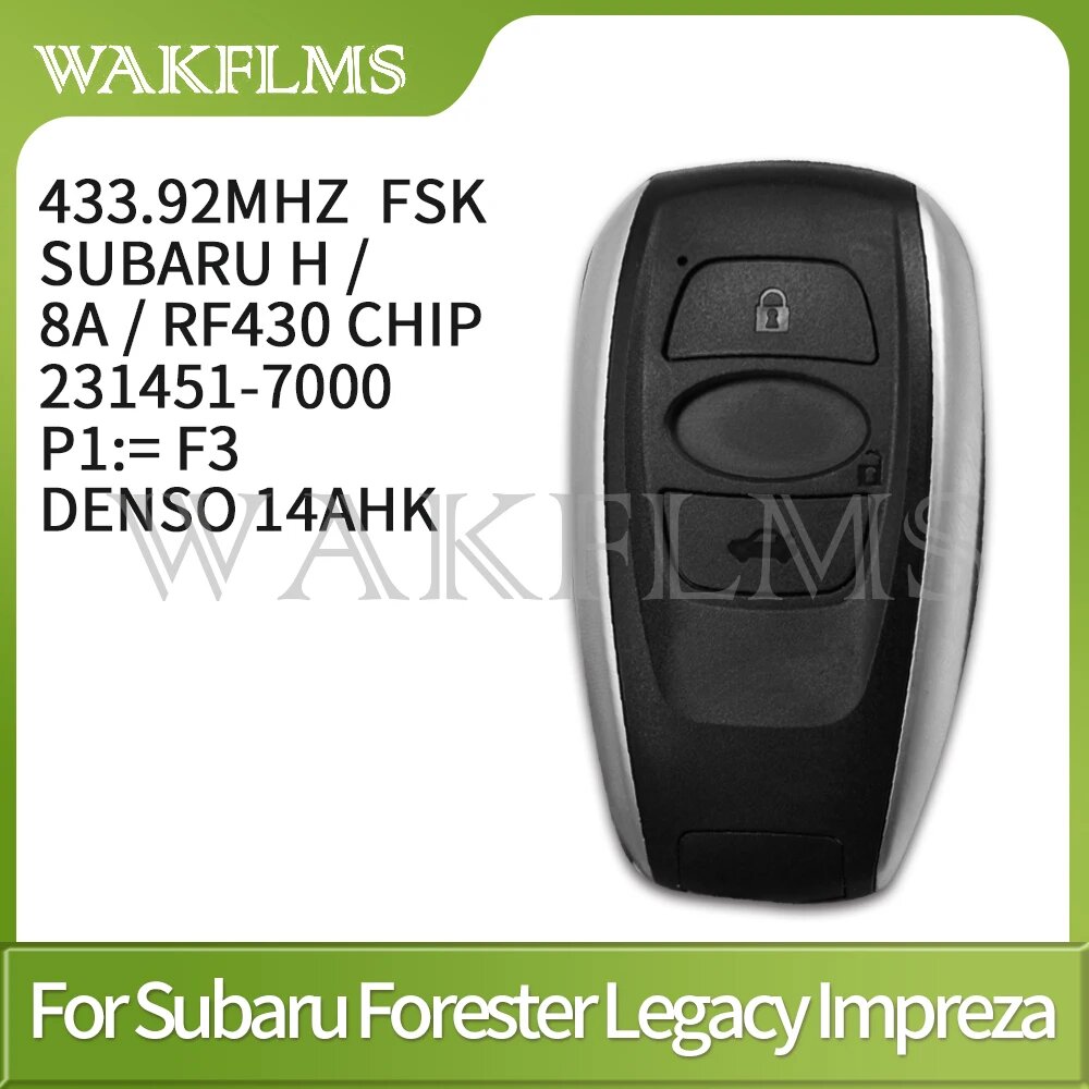 Ключ 3 кнопки для Subaru Forester Legacy Impreza 433MHz 8A