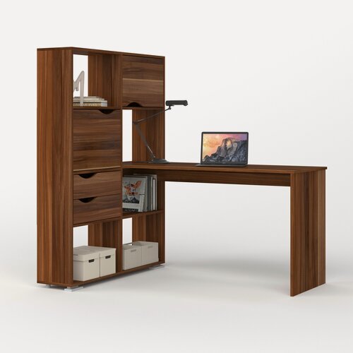 Изображение товара Компьютерный стол угловой Есэндвич L Лаворо 110х150х150 см левый (Слива валлис)